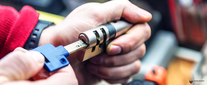 ADL-Locksmith is testing door lock cylinder
